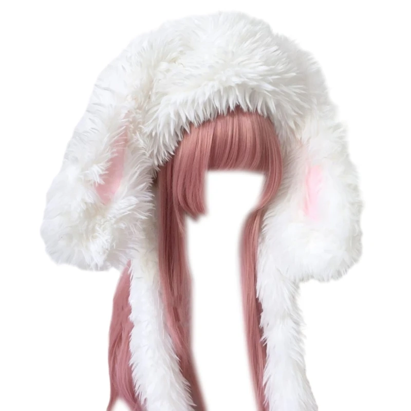 

Шапка с кроликом для девочек Y2K, шляпа с утолщенными ушками, большие головные уборы, подарки, теплая шапка на Хэллоуин, для на