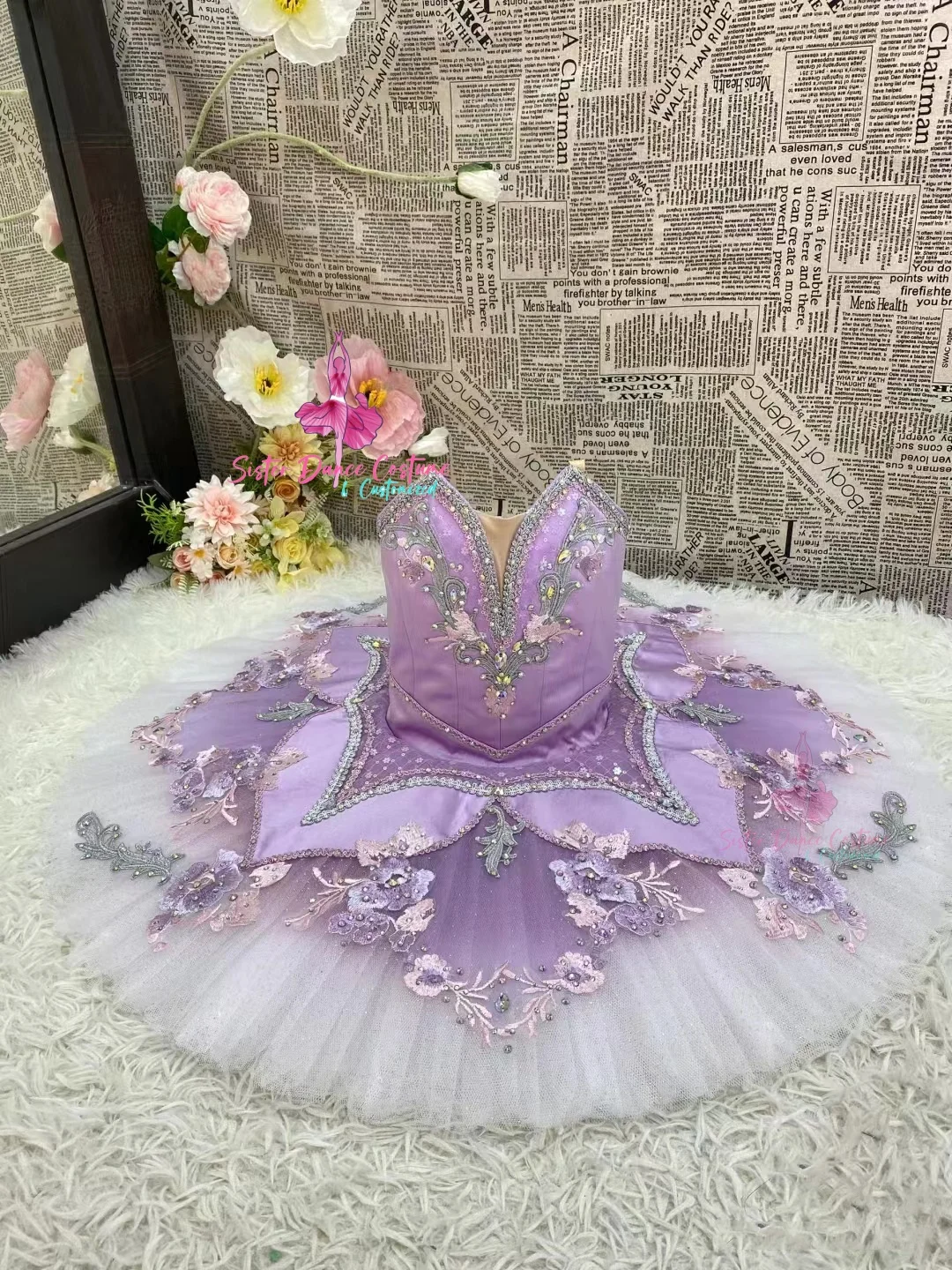 

New Lilac professional tutu private custom adult children professional performance competition dress girl high-end show dress