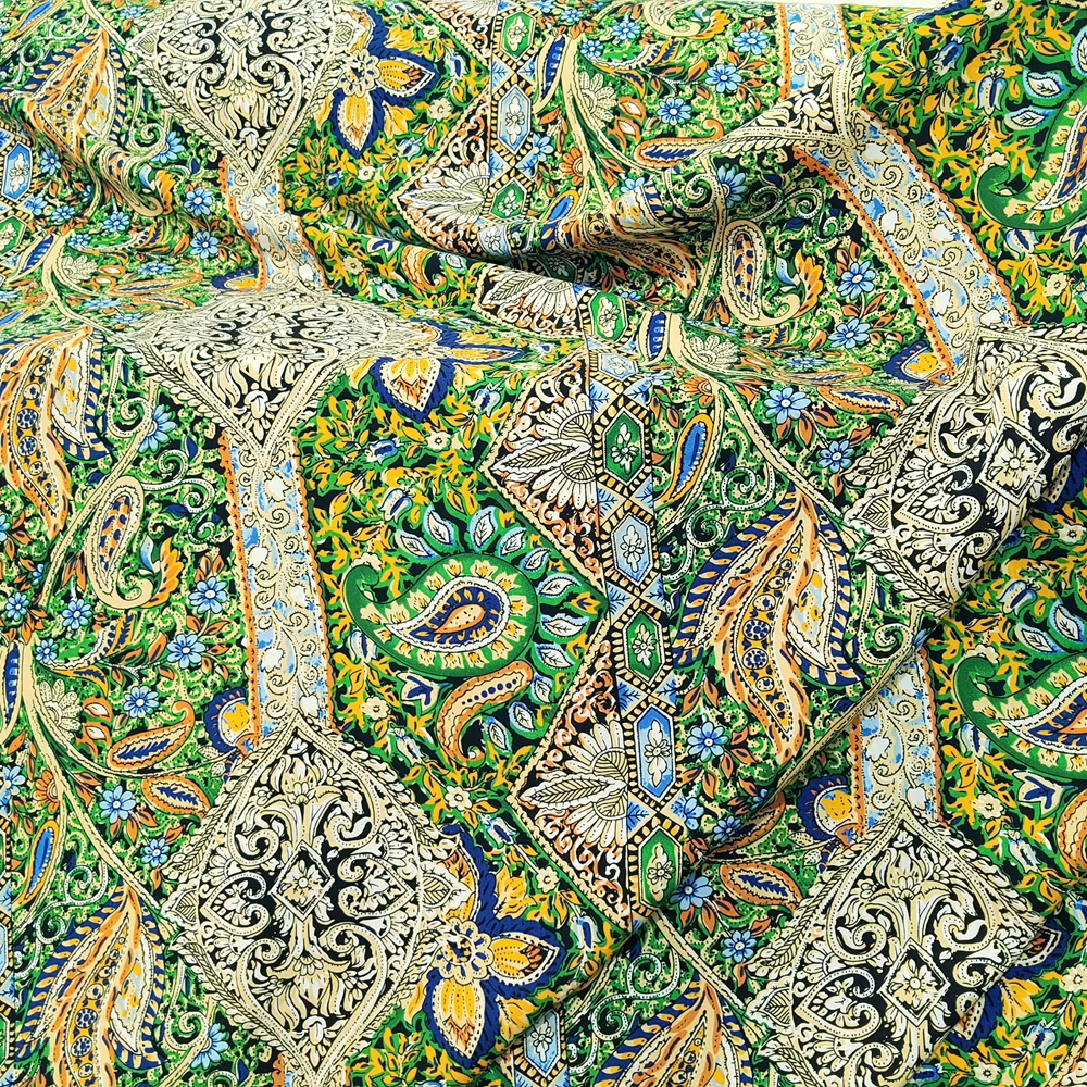 50cm*145cm Ethnic Paisley Dress Cotton Material Bohemian Floral Pattern Poplin Rayon Fabric