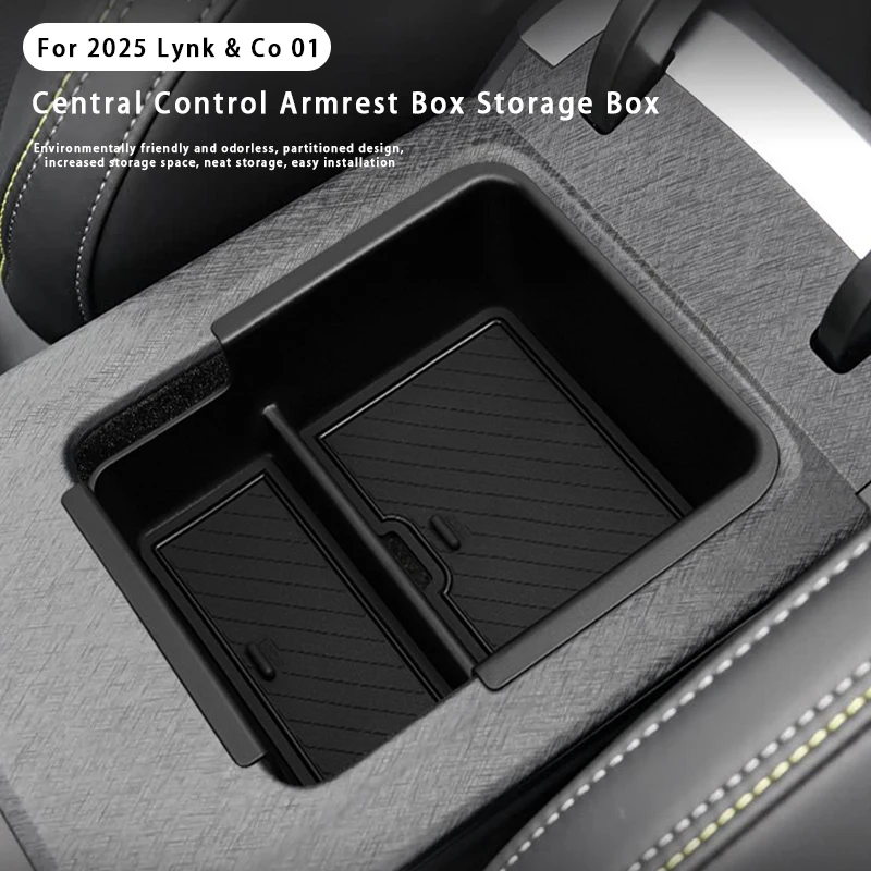 

For 2025 Lynk & Co 01 Armrest Storage Box ABS Centre Console Armrest Storage Box Organizer Tray Car Interior Accessoriesies