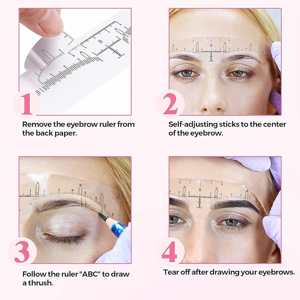 Regla desechable para cejas, Microblading adhesiva para pegatina, tatuaje, herramientas de medición para maquillaje permanente, 100/50/10 piezas