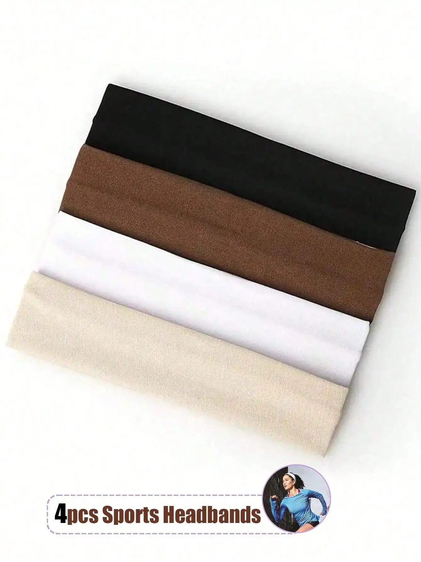 

4 Pieces/Set Of Multi-Color Sportswear Fashion Sweat-Absorbing Elastic Headbands Suitable For Tennis, Running, Camping,