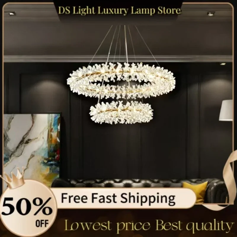 

New Crystal Flower Ceiling Chandelier Led Luxury Indoor Lighting Home Decoration for Living Room Bedroom Restaurant G4 Bulb