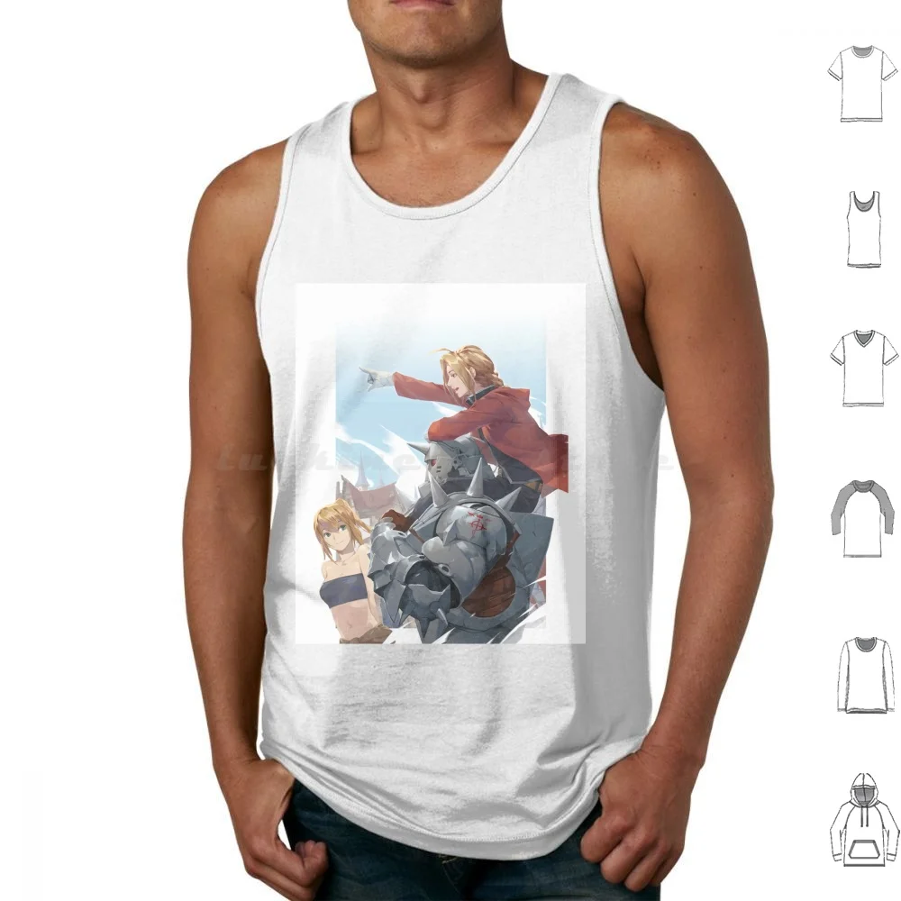 Full Metal Alchemist-Edward , Alphonse & Winry Tank Tops Print Cotton Anime Fullmetal Alchemist Alphonse Edward Elric Fma