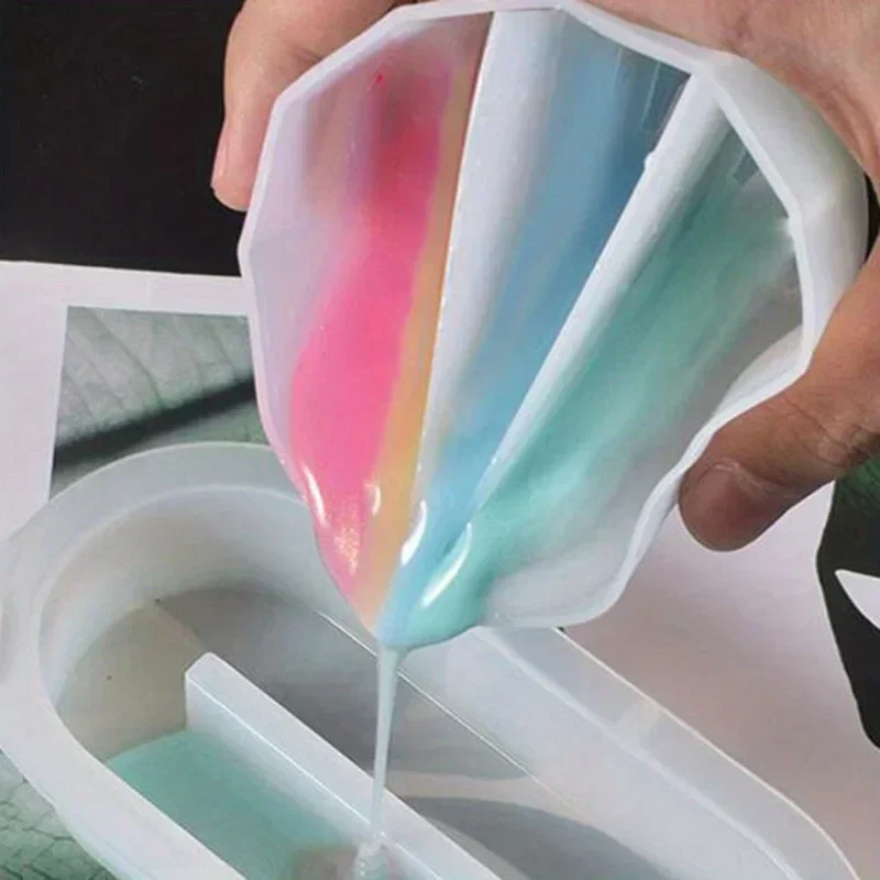 ถ้วยแบ่งสีสำหรับงานเพ้นท์แบบเทสี ถ้วยซิลิโคนสำหรับงานศิลปะของเหลวแบบใช้ซ้ำได้ พร้อมตัวแบ่งสำหรับสีอะคริลิกและเรซิ่น