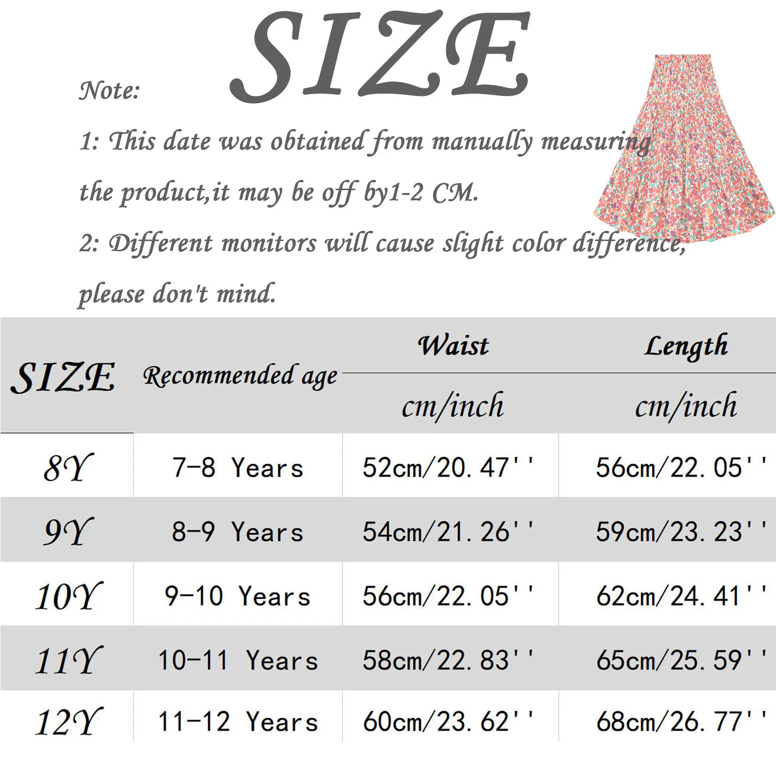 7-12Years Teenager Kids Girls Summer Outfit Long Skirts 2024 Summer New Casual Floral Skirt Holiday Party Beach Children Skirts