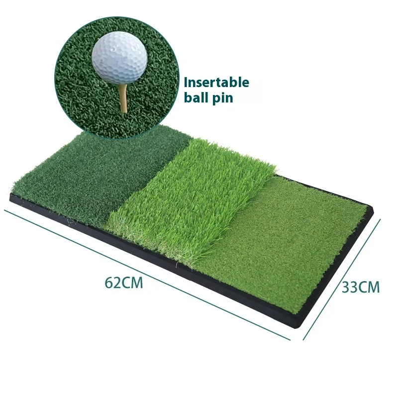 

Тренировочное устройство для гольфа «три травы в одном» Утяжеленный противоскользящий тренировочный коврик с резиновым дном и вставными шипами для мяча
