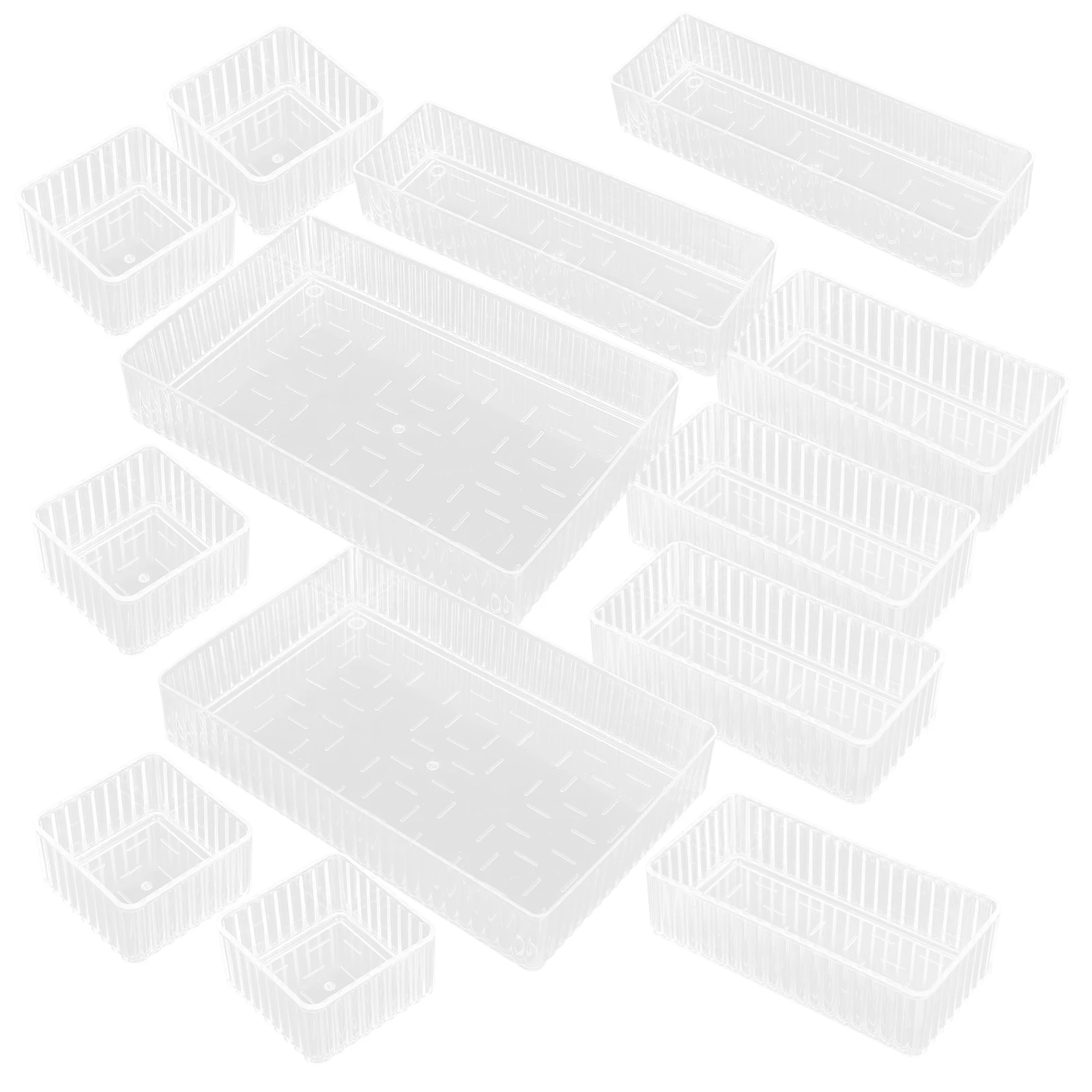 

18pcs Transparent Drawer Clear Storage Container Acrylic Desktop Organizer Stackable Office Home Countertop Divider Case Craft