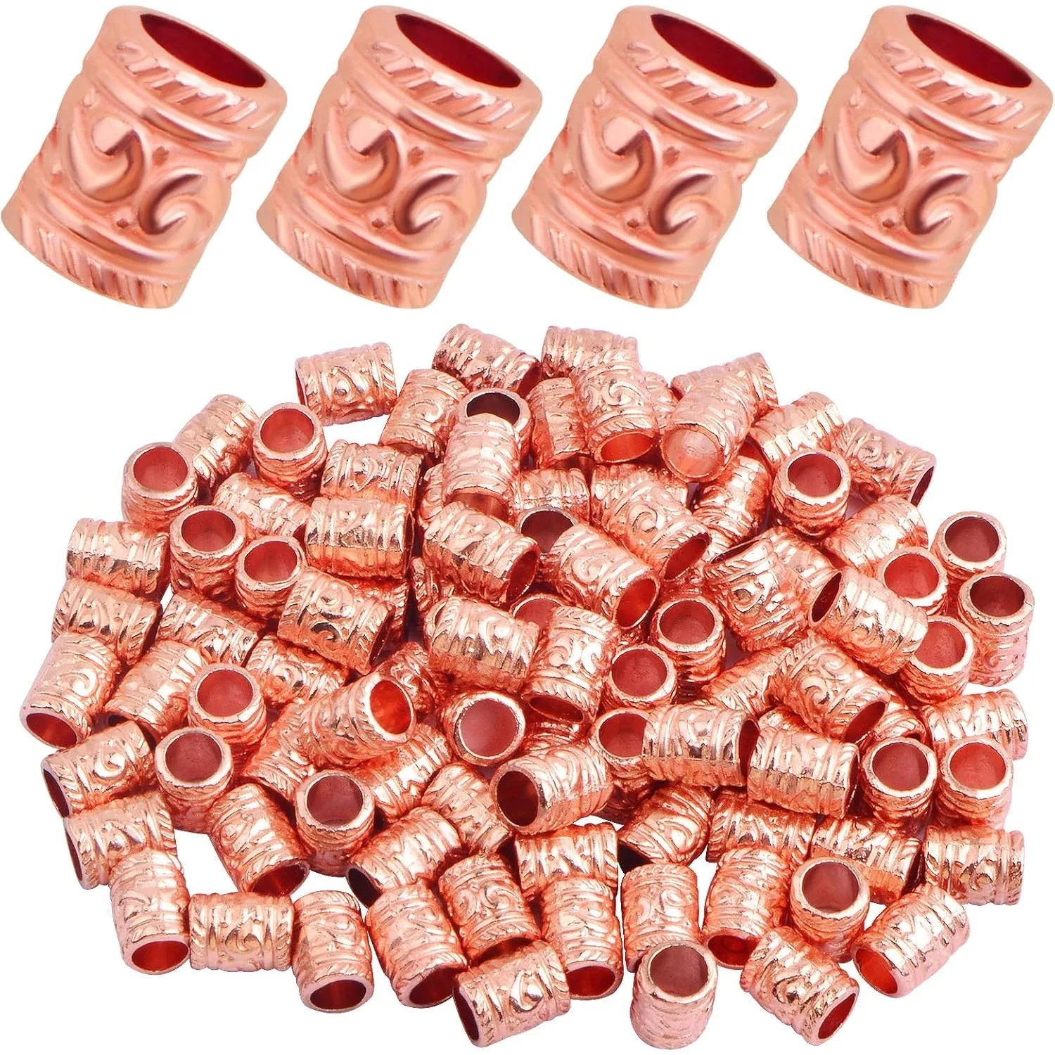 

100pcs Alloy European Large Hole Tube Barrel Loose Beads Bulk Metal Spacers for DIY Bracelet Necklace Earrings Jewelry Making