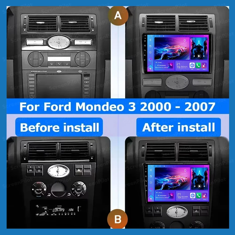 Android 16 Car Radio For Ford Mondeo MK 3 2000 2001 2002 2003 2004 2005-2007 Video GPS Navigation Car Carplay Stereo Multimedia