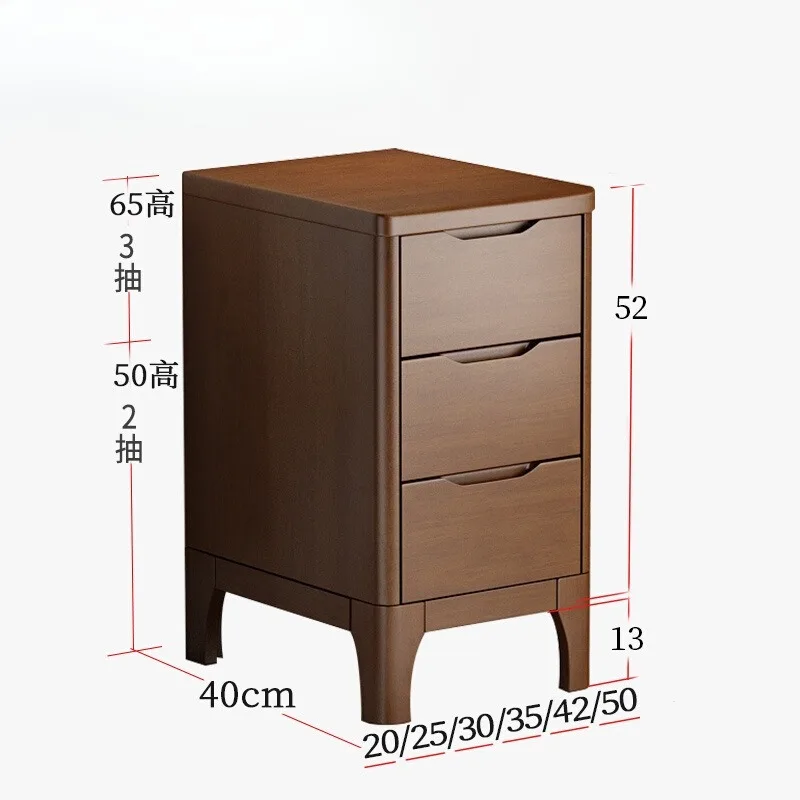 All solid wood Nordic three pumps, modern simple ultra-narrow mini bedside table, bedroom bedside locker, fully equipped small c