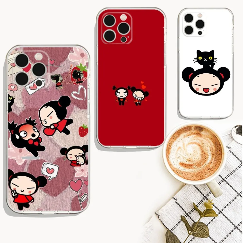 Cute Pucca Garu Phone Case For iPhone Apple 15,14,13,12,Mini,11,Pro,Max,Plus,X,XR,XS,8,SE,2020,Plus Transparent Cover