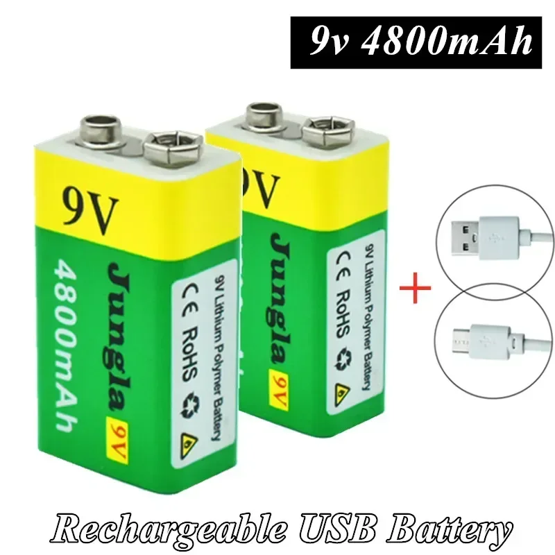 

USB 9V 4800mAh Lithium Ion Rechargeable Battery Mini Multimeter Microphone Toys Remote Control KTV Guitar Mobile Power Wholesale