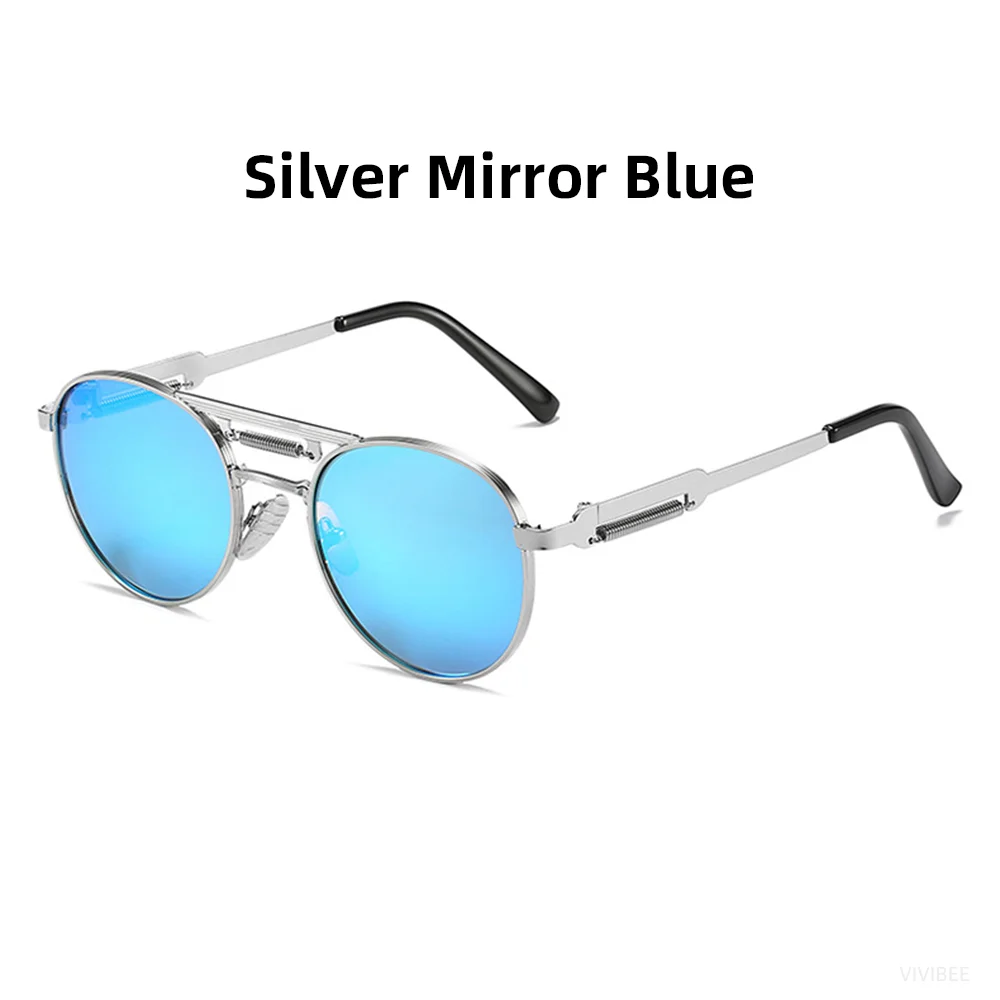 VIVIBEE Runde Steampunk-Sonnenbrille Vintage Herren UV400 Metall Hip-Hop 2026 Sonnenbrille Damen Hochwertige Retro-Brille – Detail 17