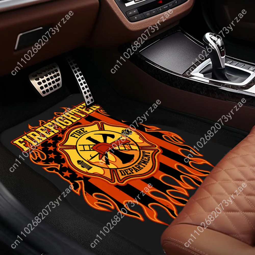 

Firefighter 4pcs Universal Car Floor Mats All-Season Fashionable Auto Interio Absorbent Non-Slip Washable Car Floor Mats