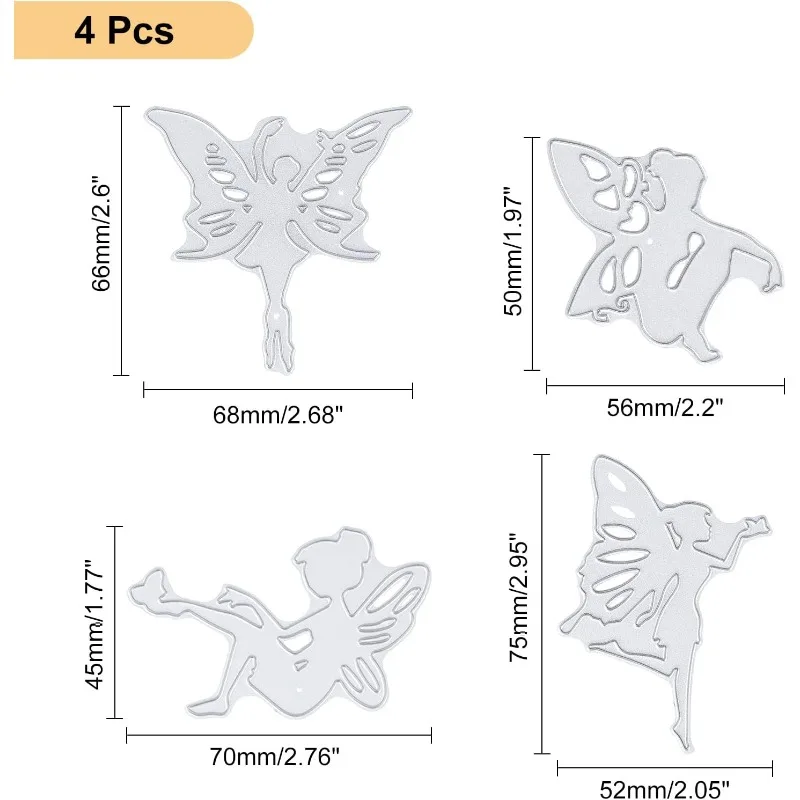 4 szt. Metalowe matryce do wycinania wróżki kobieta Elf szablon do zaproszenie ślubne dekoracyjnego albumu do scrapbookingu
