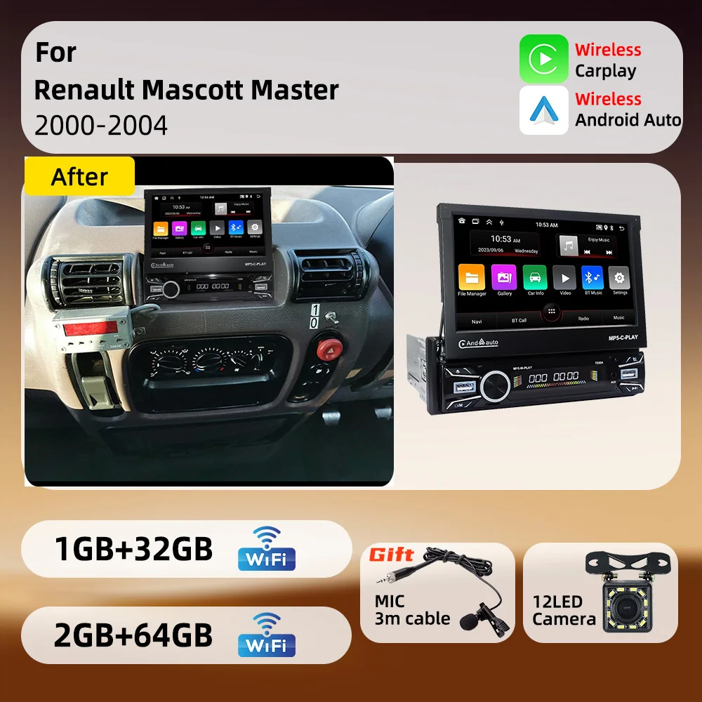 For Renault Mascott Master 2000-2004 Android 1Din Stereo 7