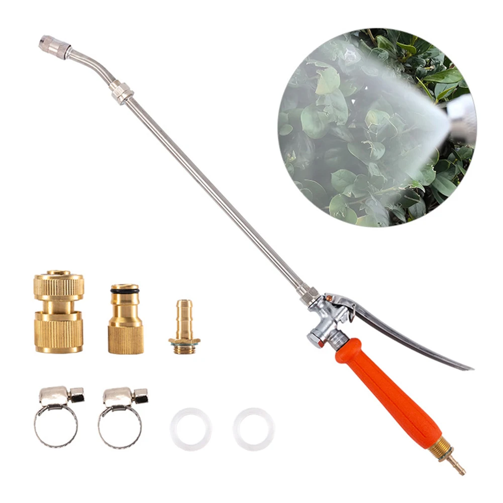 مجموعة رذاذ حديقة من الفولاذ المقاوم للصدأ الفاخر، فوهة قابلة للتعديل ومقبض قابل للقفل، ملحقات ري الحديقة #5