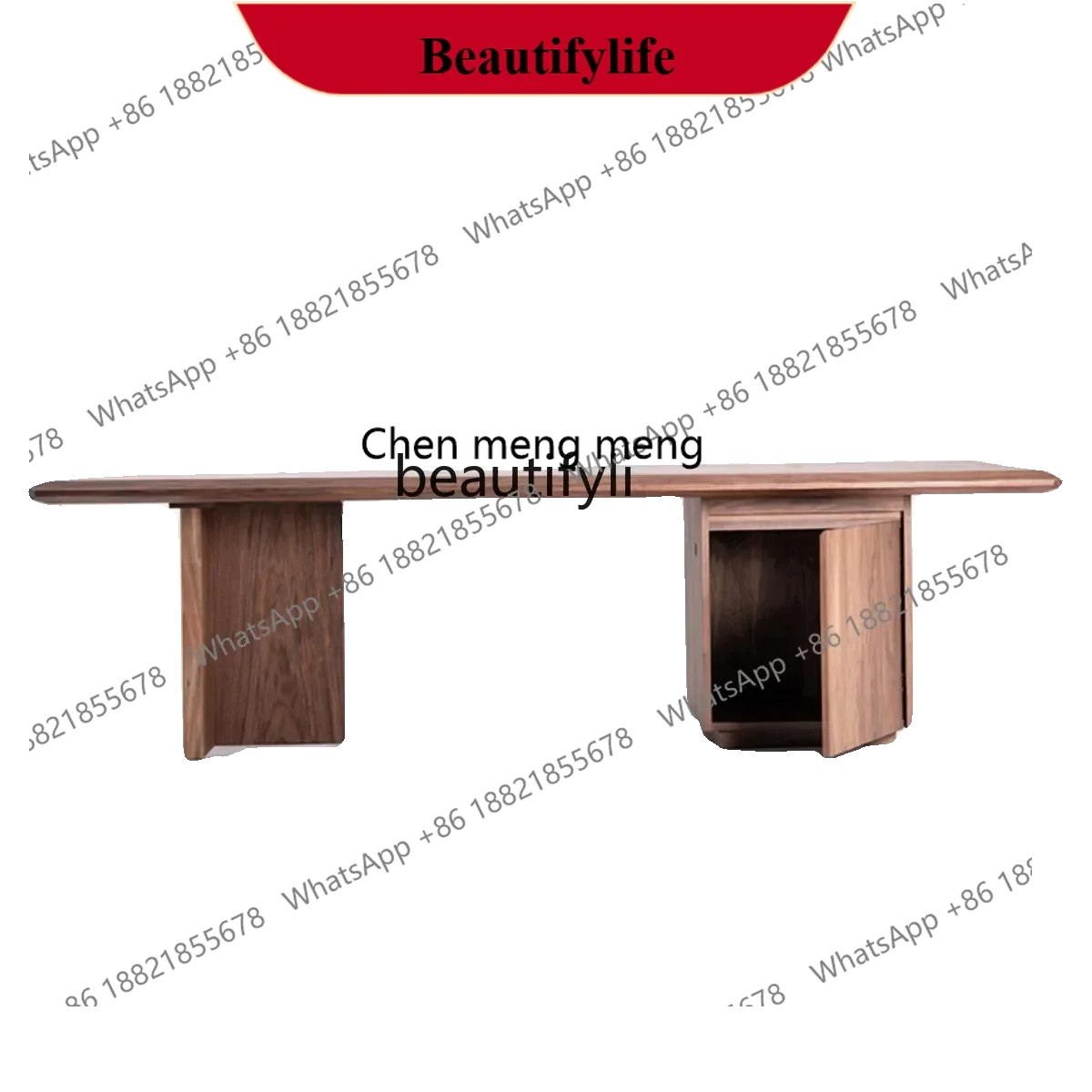 z183 Y Italian minimalist walnut solid wood rectangular dining table medieval designer retro dining table