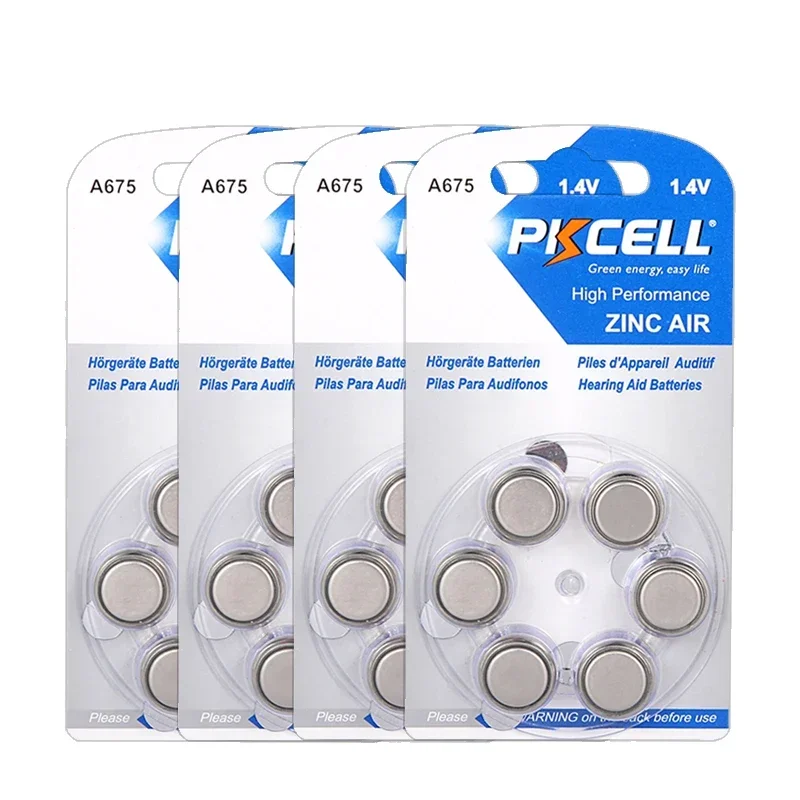 24pcs/4cards PKCELL Hearing Aid Batteries A675 675A ZA675 675 PR44 Zinc Air Battery 1.4V