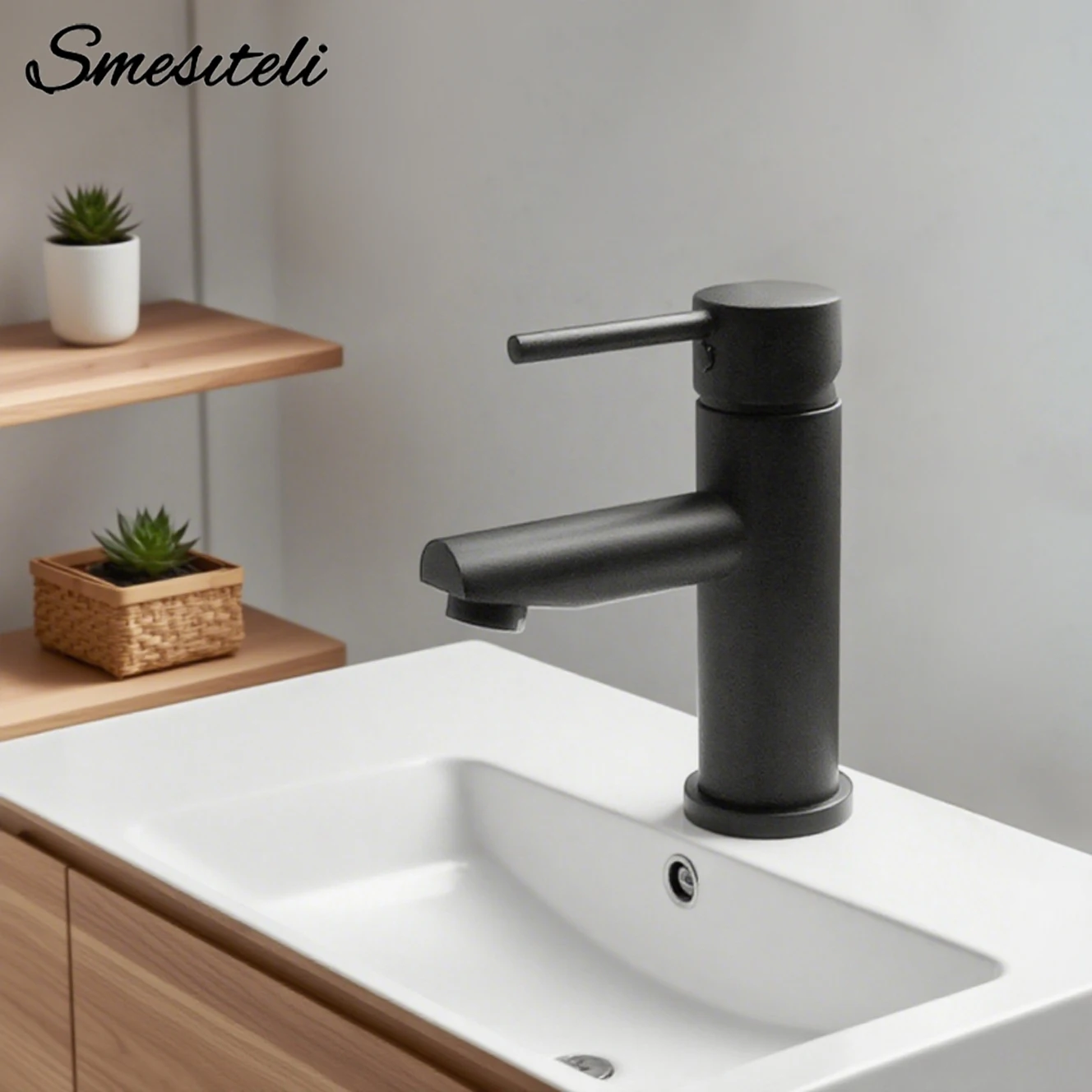 

Smesiteli 10 Year Warranty Classic Round Style Matte Black Finish Bathroom Brass Basin Sink Faucet Mixer Tap Hot & Cold Water