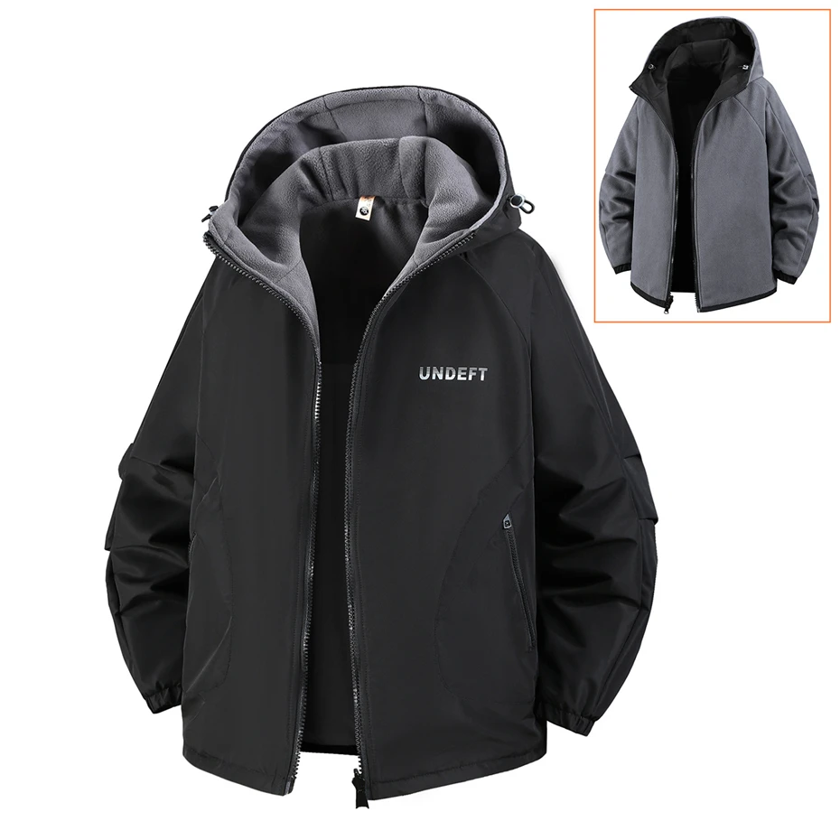 Double-sided Jacket Men 12XL Plus Size Windbreaker Jacket Fleece Coat Spring Autumn Canp Jackets Male Big Size 12XL