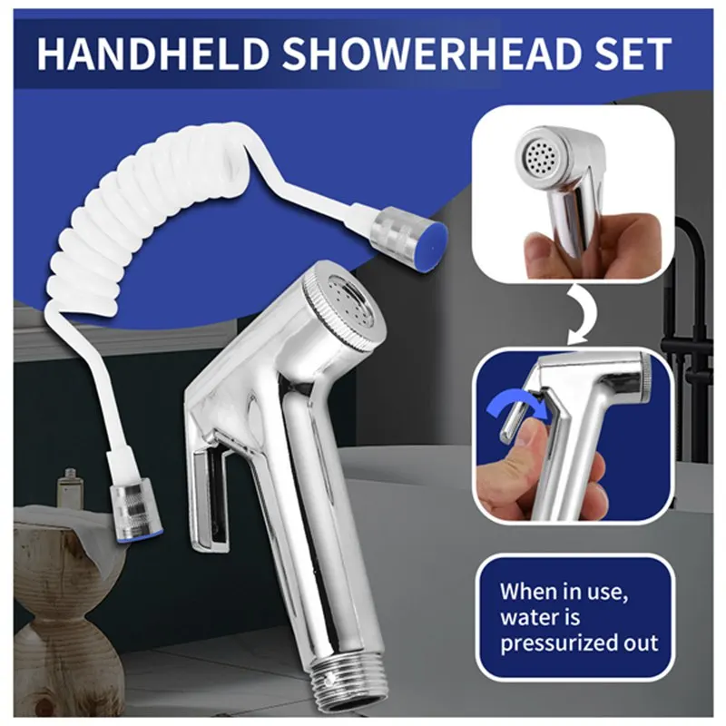 ABGH-Handheld Shower Head Douche Toilet Bidet Spray Wash Jet Shattaf With Spring Hose