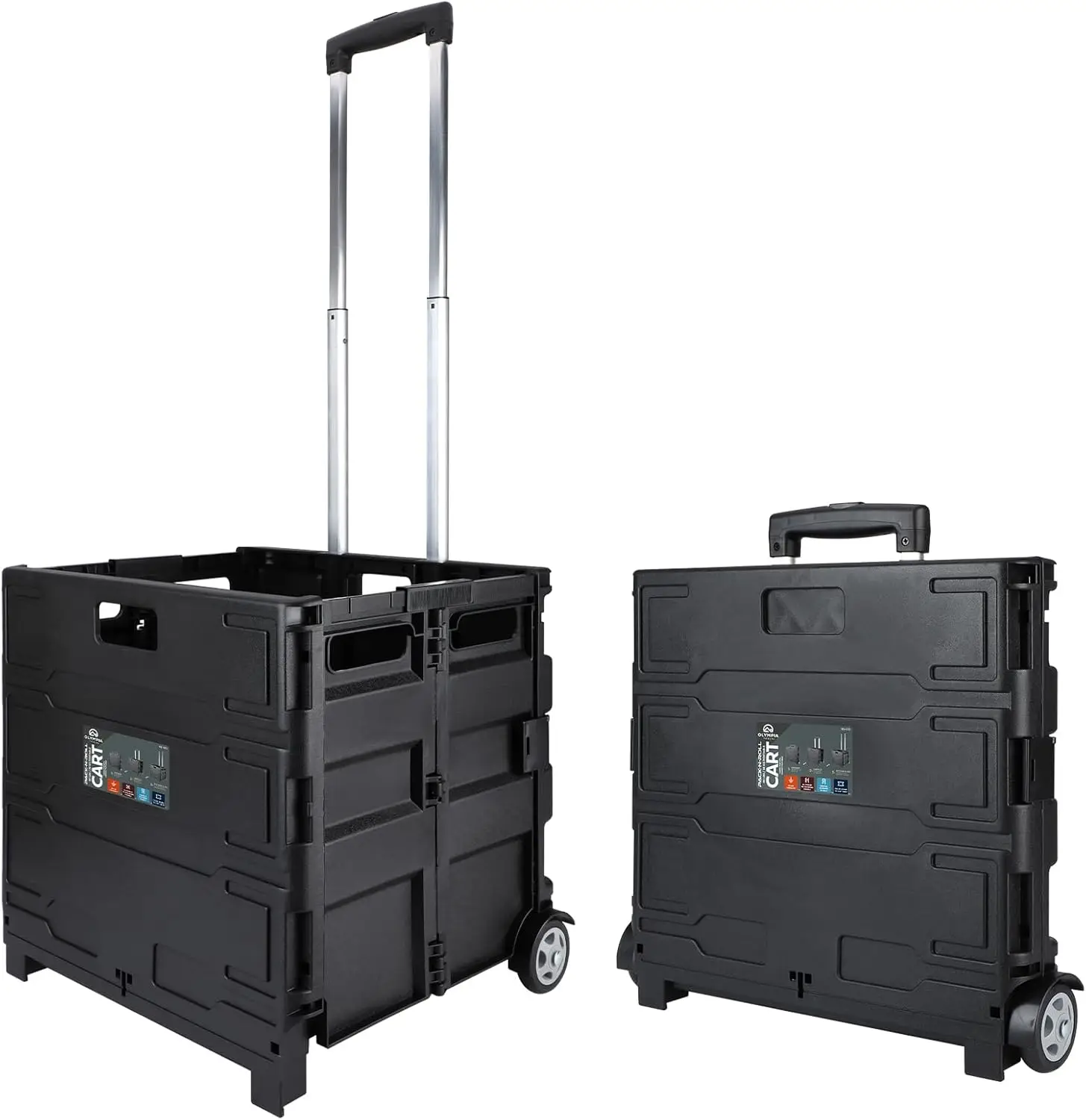 Draagbare gereedschapsdrager met telescopisch handvat, 80 lb. Laadvermogen, zwart - Duurzaam en gemakkelijk te transporteren