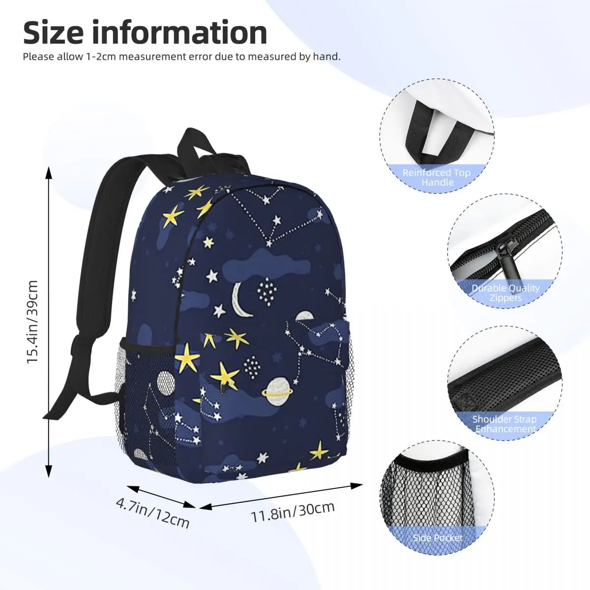 Galaxy Cosmos Moon Stars Astronomy Cartoon Universe Backpack Student Boy Girl BookBag Men Women School Bag Laptop Shoulder Bags