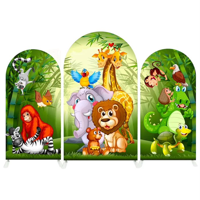 Mehofond Custom 2-Sided Safari Jungle Wild One Kids Birthday Party Baby Shower Cover Chiara Arch Background Decor Backdrop Photo