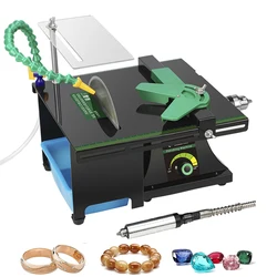 Upgraded Jewelry Polishing Buffer Machine Bench Lathe Rock Polisher Adjustable Mini Multi Purpose Home for Gem Metal Woodworking