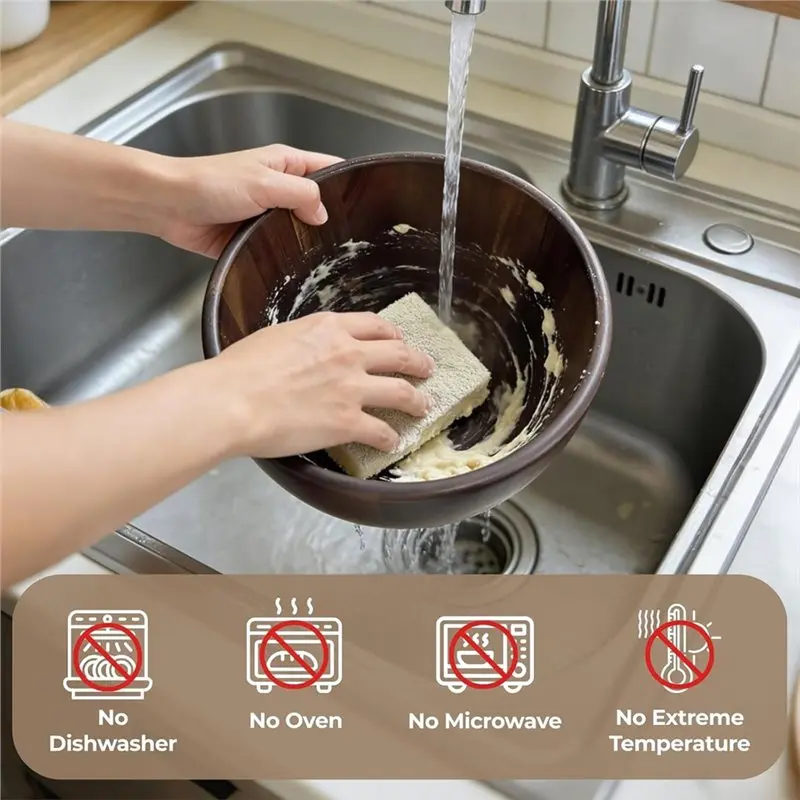 Removable Splash-Proof Lid Wooden Mixing Bowl For Kitchenaid 4.5& 5 QT Tilt-Head Stand Mixers- Acacia Wood Bowl