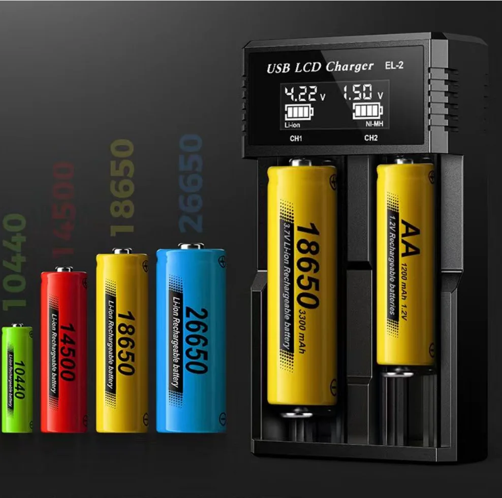 

LCD Smart Battery Charger 1 / 2 /4 Slots For 18650 Rechargeable Lithium Battery USB NI-MH AA / AAA