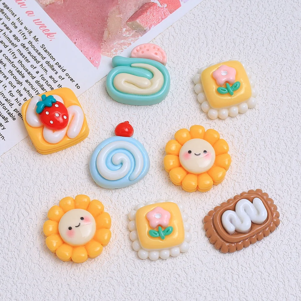 

100pcs Kawaii Resin Miniature Simulated Cake Flatback Dollhouse Food DIY for Phone Case Hairpin Keychain Jewelry Accessories