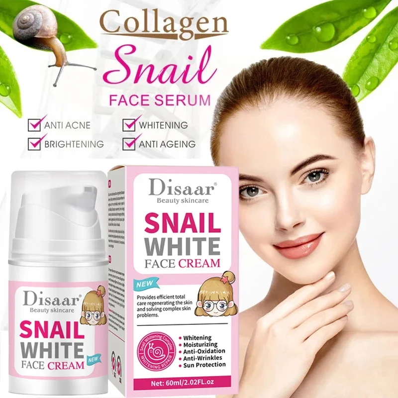 

Snail Face Cream Skin Whitening Moisture Replenishment Brighten Skin Firming Pores Fade Fine Lines Anti-Aging Mild Potent 60ml