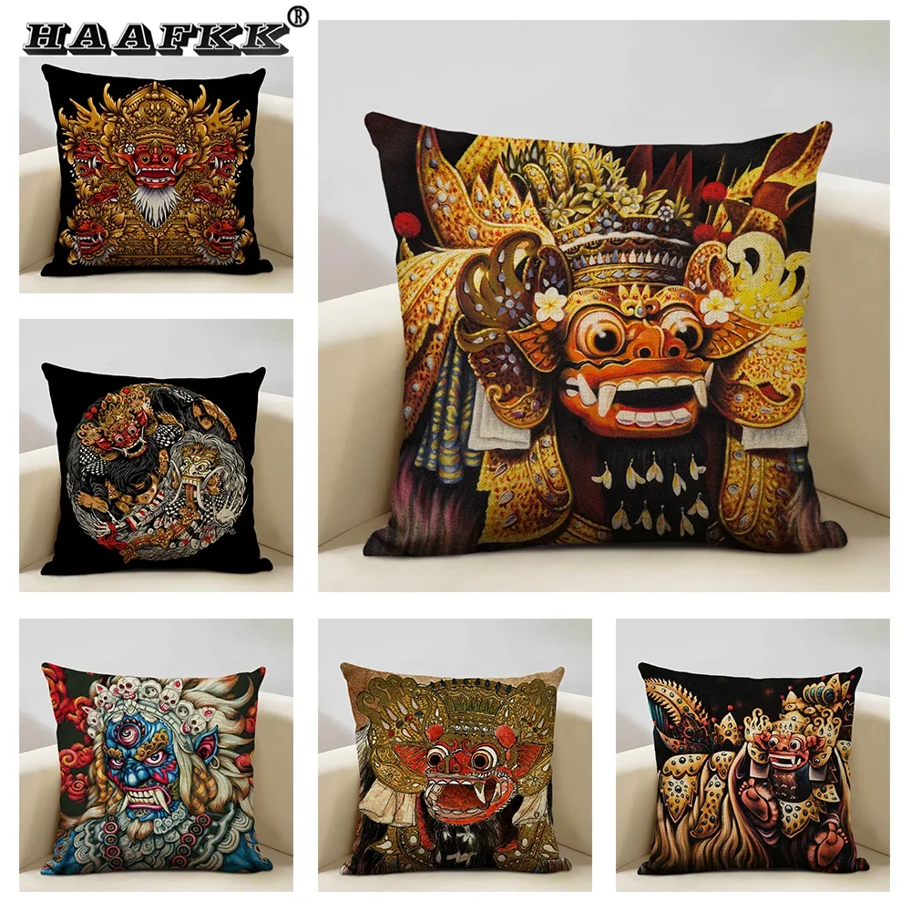 Традиционное искусство, декоративная наволочка с принтом головы льва, чехол для дивана, домашний декор 45x45 см