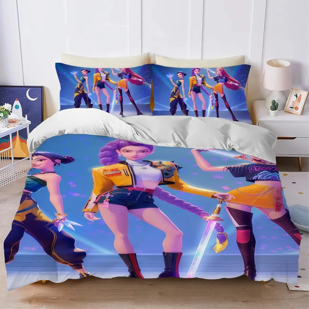 

KPop Movie D-Demon H-Hunters Duvet Cover Set Soft Wash Cotton Bed Summer Comfortable Student Dormitory Home Baby Bedding