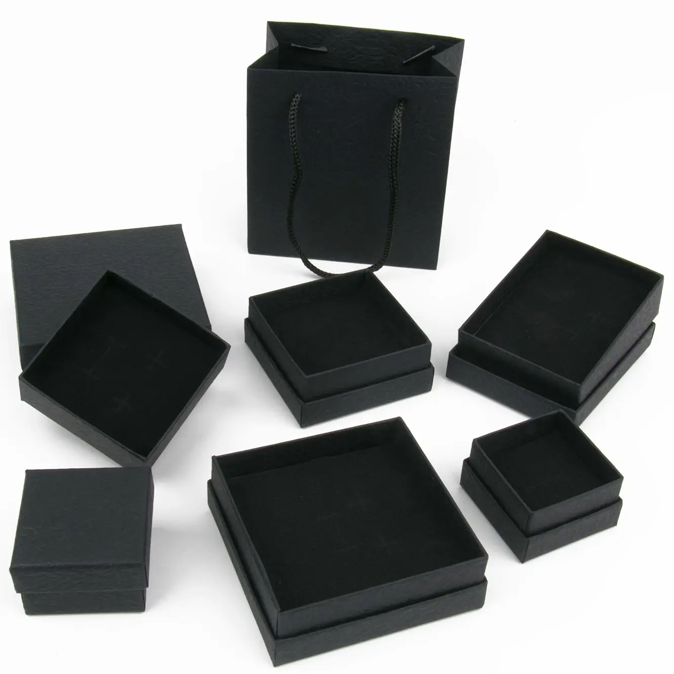 Caja de papel negro para joyería, caja de embalaje para pulsera, collar, anillo, pendiente, artesanal, Kraft, regalos de boda, accesorios de joyería, 1 ud.