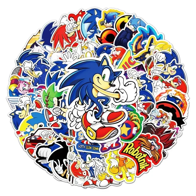 Pegatina de grafiti de Sonic The Hedgehog, 50 piezas, impermeable, para taza de agua, equipaje, papelería de escritorio, decoración de monopatín