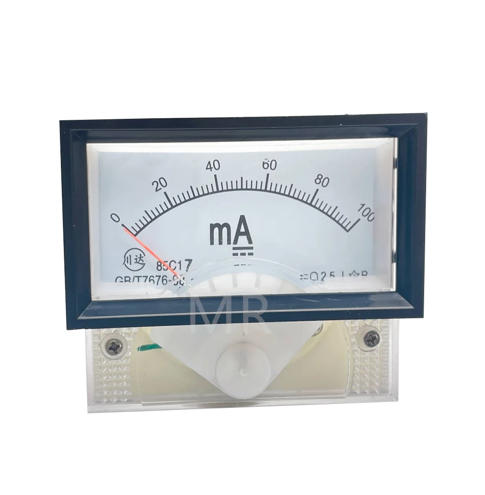 85C17-mADC Milliammeter  Pointer Panel Amp Meter 20mA 30mA 50mA 100mA Squaqre with Black Fram 70*40mm