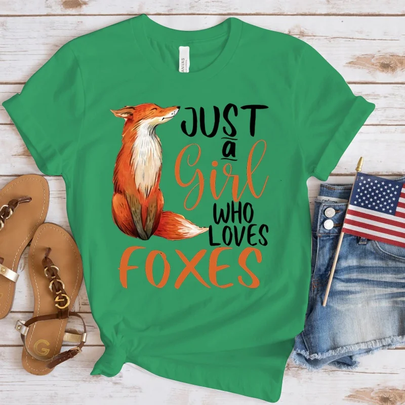 Fashion New Just A Girl Who Loves Foxes 3d Tshirts For Men And Women Cartoon Casual Street Streetwear T-shirt Short-sleeved Top