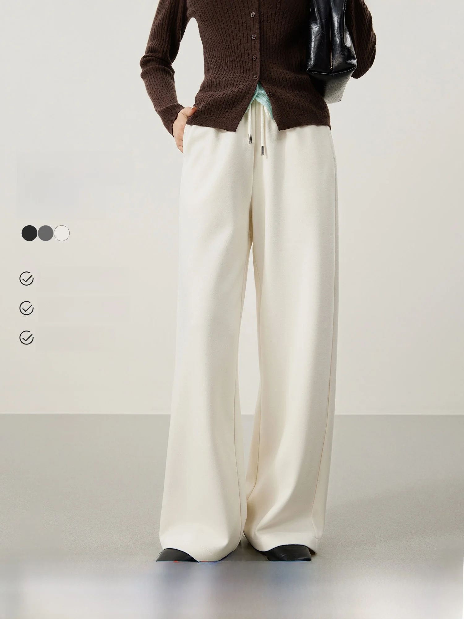 

Мягкие и удобные женские повседневные брюки прямого кроя с эластичным поясом и ремнем, весна 2026, модные, из смесового полиэстера