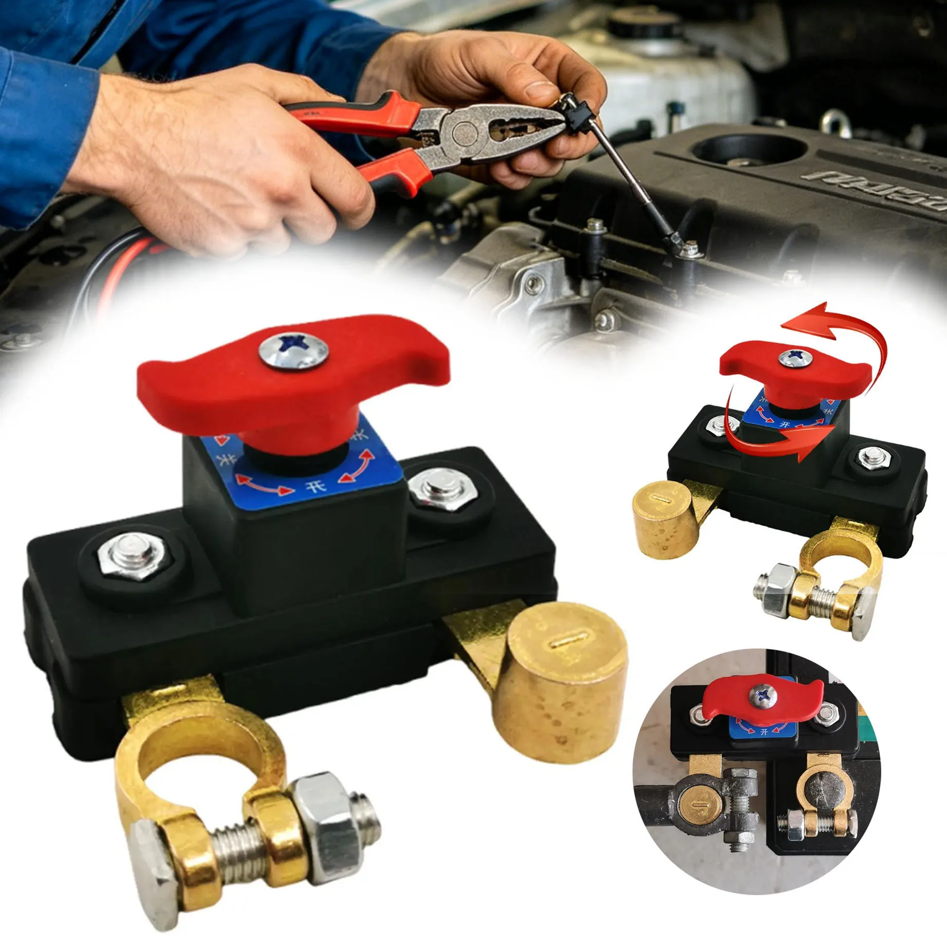 12/24V Car Battery Main Disconnect Switch Quick Disconnect Control Vehicle Terminal Easy To Operate Achieves Battery Management