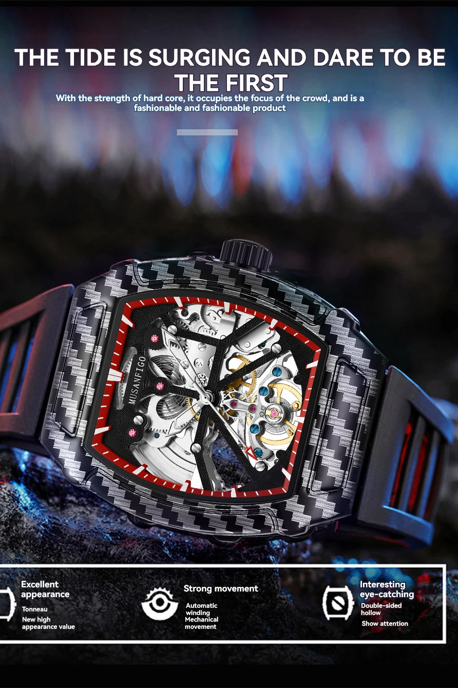 Fully Automatic Skeleton Mechanical Watch, Fashionable Personality, Luxury Hot Men's Watch, Casual Business Watch