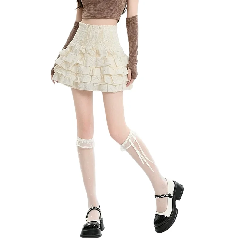 Women's High Waist Ruffle Mini Skirt Tiered Balloon Skirt Elastic Waistband Built-in Lining Balletcore Y2K Summer