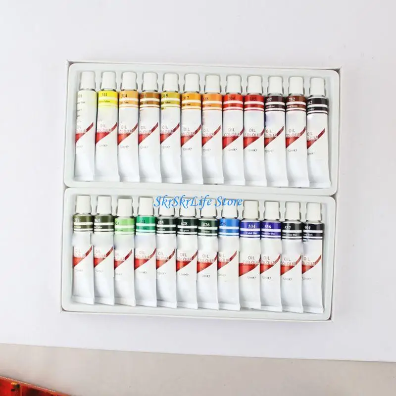 E65E 12ml 12/24 Colors Professional Oil Painting Paint Drawing Pigment Tubes Set Artist Art Supplies