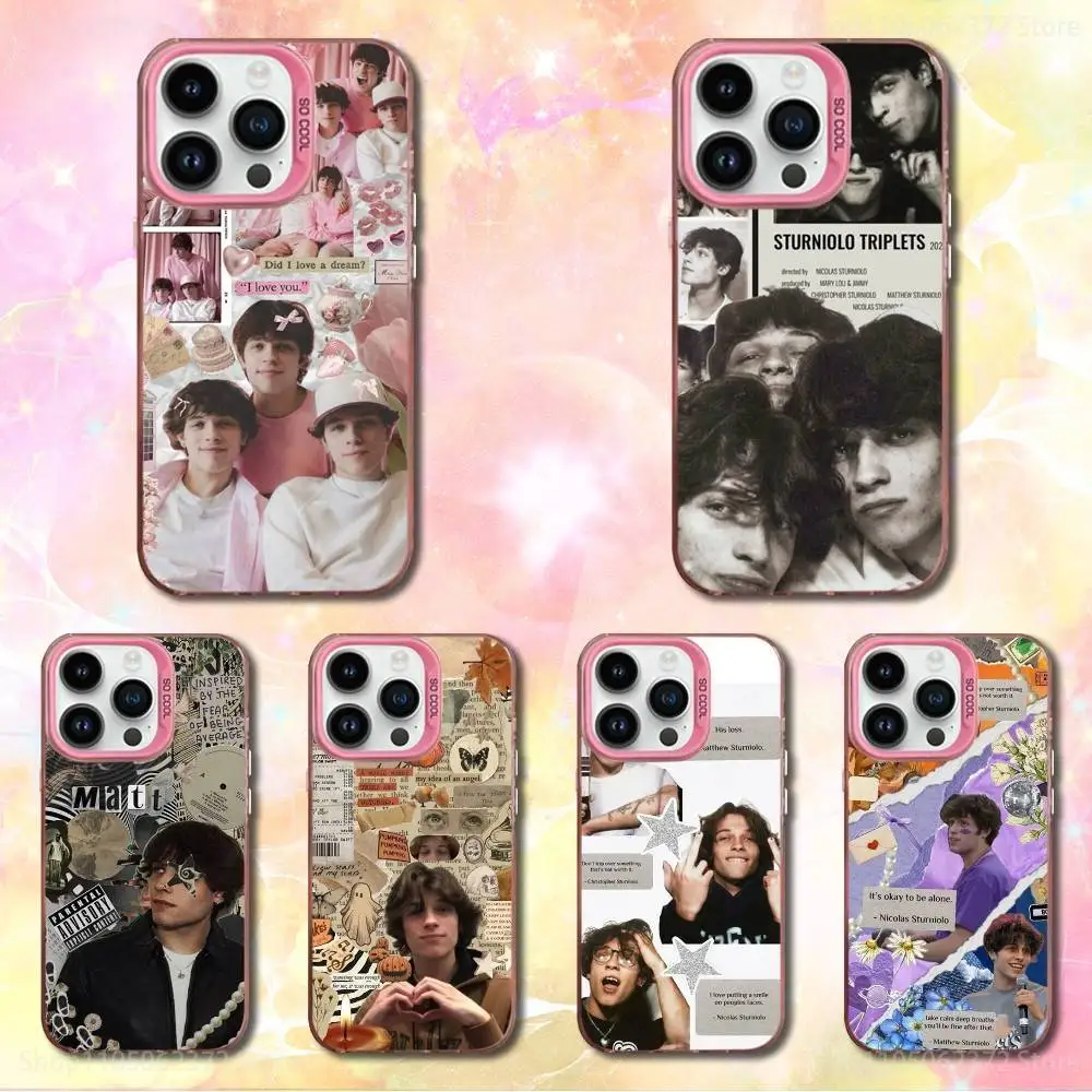 

Hot S-Sturniolo T-Triplets Phone Case For iPhone 12,11,14,16,13,15,Mini,Pro,MAX,SE,XS, Pink Matte Silicone Cover