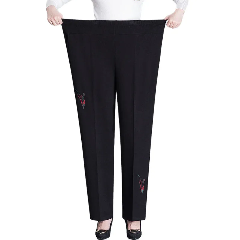 8XL Women Casual Pants 2024New Spring Autumn Stretch Hight Waist Women Trousers Loose Long Female Winter Fleece Straight Pants