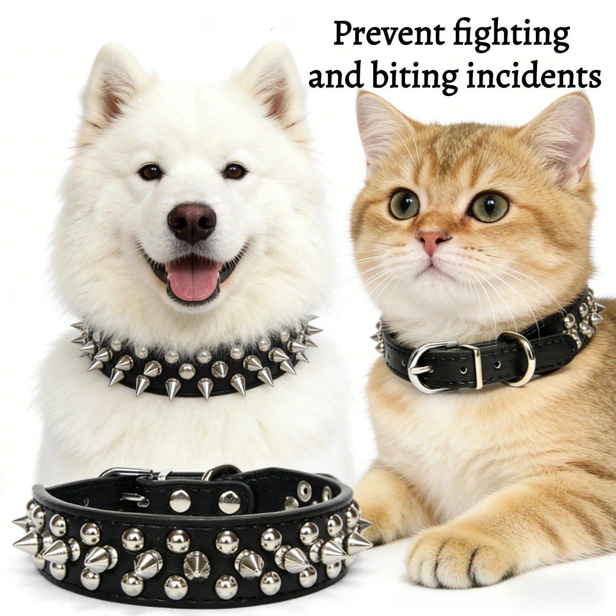 

Pet Leather Collar Fashion Punk-style Riveted Spiked Adjustable Dog Collar Suitable For Fighting Bulldogs Golden Retrievers