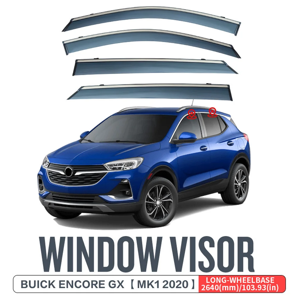 

Rain Guards for BUICK ENCORE GX MK1 2020+ Long Wheelbase Window Visor Wind Deflectors Door Visor Vent Shades Chrome Strips